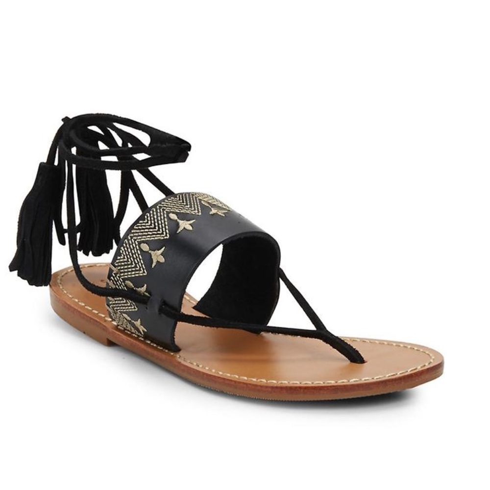 Soludos embroidered lace up sandals
